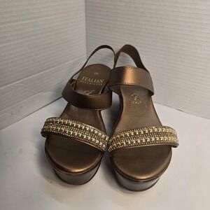 Italian Shoemakers Platform Wedge Sandals Embellished Strap Size 6M